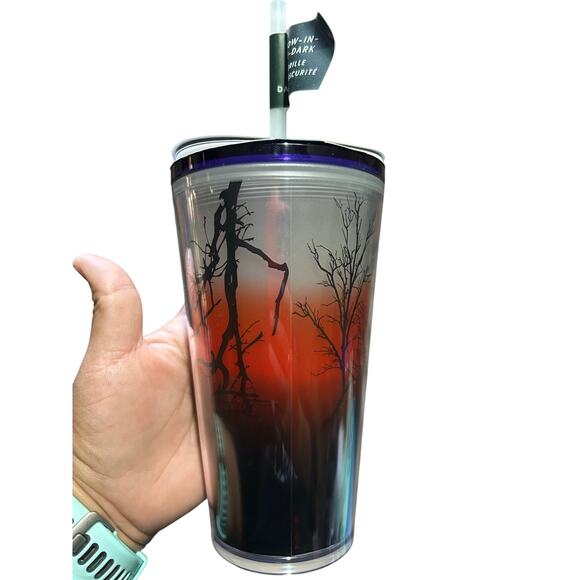 2022 Starbucks 16oz NEW Raven's Perch Glow in the Dark Tumbler with Stickers - Picture 2 of 3